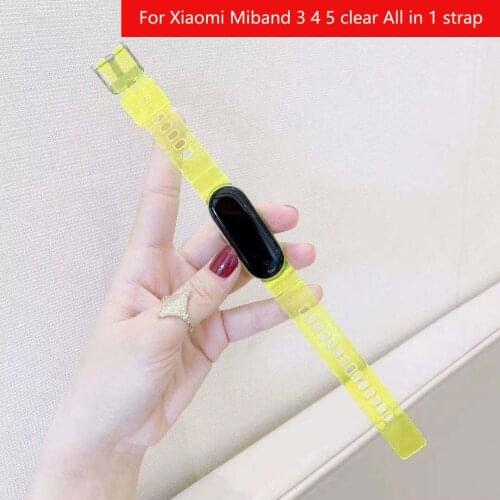 All in 1 clear Band For Xiaomi Mi Band 5 4 3 Strap Bracelet Miband5 back cover band Replacement Silicone Wrist band Accessories