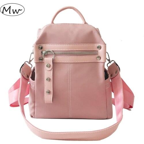 Moon Wood Womens Small Rivet Backpack Oxford Waterproof College Students Multi-purpose Shoulder Bag School Backpack Pink Black