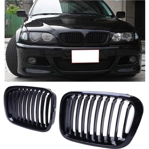 Front Kidney Grills Compatible for BMW E46 3 Series 320I 325I 325Xi 323I 328I 330I 4D 4 Door 1998-2001 Gloss Black 51138208489 5