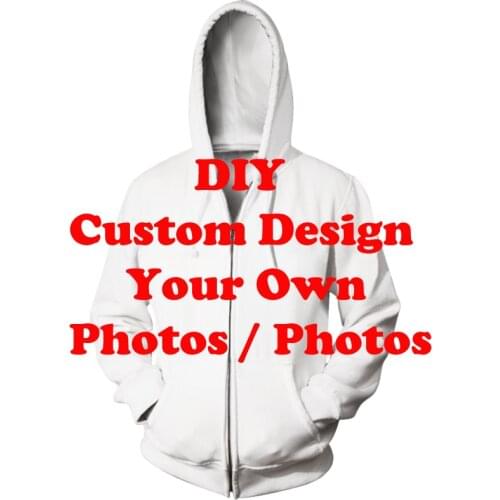 DIY Customize Design Zipper Hoodies Women Men Anime Sweatshirt 3D Print Your Own Photos / Pictures Hip Hop Tops Mens Coat C000