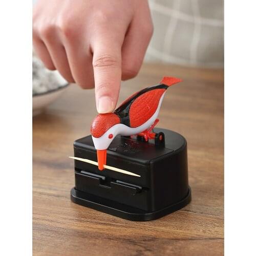Smart Bird Toothpick Box Press Automatic Pop-up Pick Stick Restaurant Creative Living Room Decoration Cartoon Toothpick Tin Tube