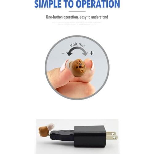 Hearing Amplifier USB Rechargeable Sound Amplifier Hearing Aids 35hr Battery Life With Adapter 3 Silicone Tips & Cleaning Brush