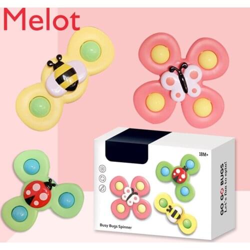 Rotating Flower Sucker Rotary Table Toy Baby Fun Dining Table and Chair Baby Children Bath Fingertip Gyro
