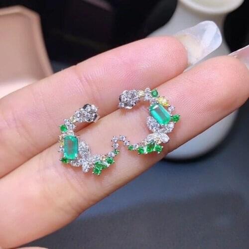 Natural Emerald Earrings for Women Fine Wedding Bands Gemstone Jewelry Jewelry Emerald Earring