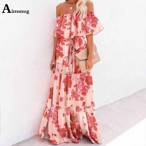 Plus Size 4xl 5xl Women Sweet Dress Slash neck Loose Beach Dress 2021 Patchwork Ruffles Bandage Long Maxi Dresses Femme Clothing
