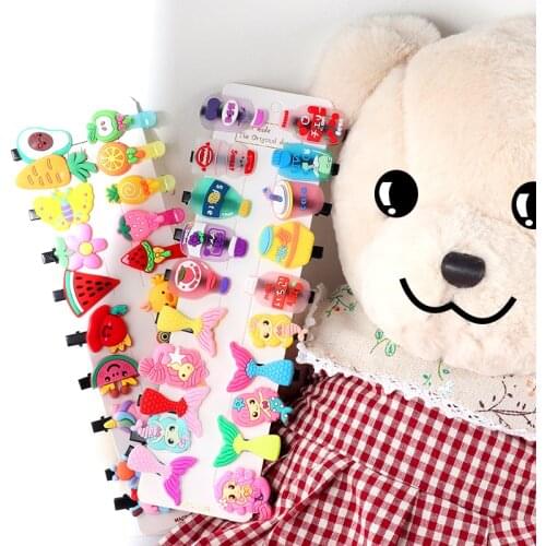 1Set Cute Cartoon Hairpins Fruit Animal Hair Clips Hair Accessories Children Sweet Hair Bands Kids Barrettes Headband Gift