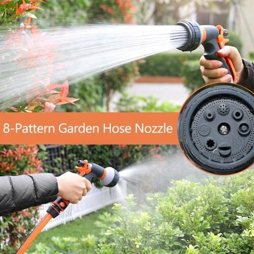 8 Spray Patterns Adjustable Garden Hose Nozzle Trigger Water Sprayer Watering Nozzle with 1/2-inch Quick Connector for Car Yard