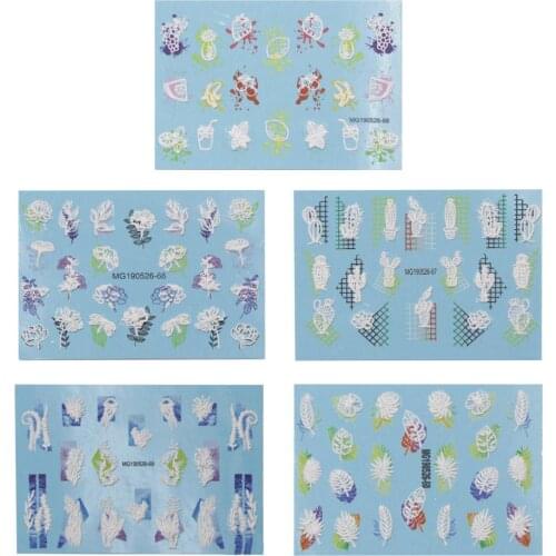 Acrylic Engraved 5D Nail Art Sticker Flower Pattern Decals Fashion Relief Stereo DIY Nail Decoration Mirror Mobile Phone Case