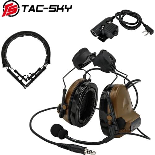 TAC-SKY COMTAC II Helmet Bracket Edition Tactical headset and Tactical PTT u94ptt and Military headset Peltor Comtac Headband CB