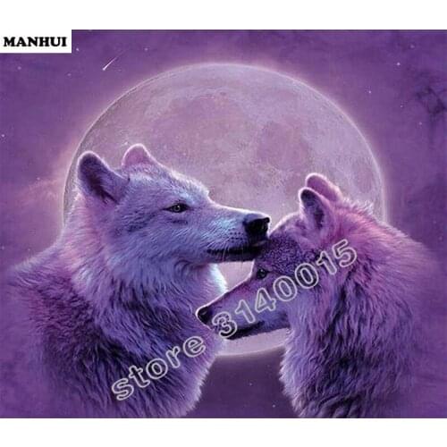 Diy 5D Resin Diamond Painting Cross Stitch Full Diamond Embroidery Wolf kiss Rhinestone Pasted Paintings Needlework BFC044