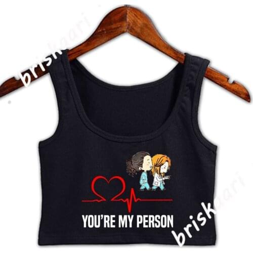 Greys Anatomy You Are My Person Womens Curvy Crop Top Women Design O-Neck Graphic New Style Girls Sleeveless Tank Top Vest
