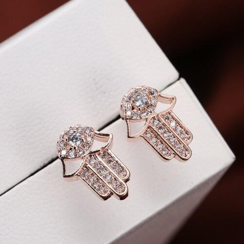 DE266 Fashion Street Snap Delicacy 4A Zircon Cool Palm Earrings GIRLS Gift Party Banquet WOMENS Jewelry Earrings 2021