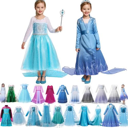 Children Clothing Elsa Fancy Princess Dress Snow Queen Role Playing Frocks Kid Party Cosplay Costume Elegant Prom Dress for Girl