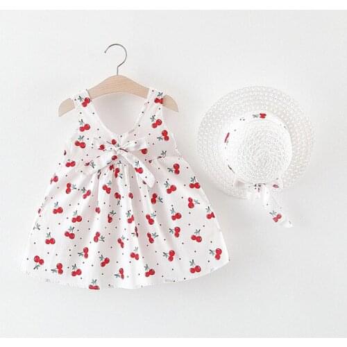 Girls Baby Dresses 2021 New Fashion Toddler Baby Cherry Dresses Lovely Infant Costumes Kids Girls Baby Cute Clothing