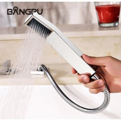 BANGPU Chrome Rainfall Shower Head High Pressure Bathroom Handheld Shower ABS Plastic Shower Head Water Saving Hand Shower