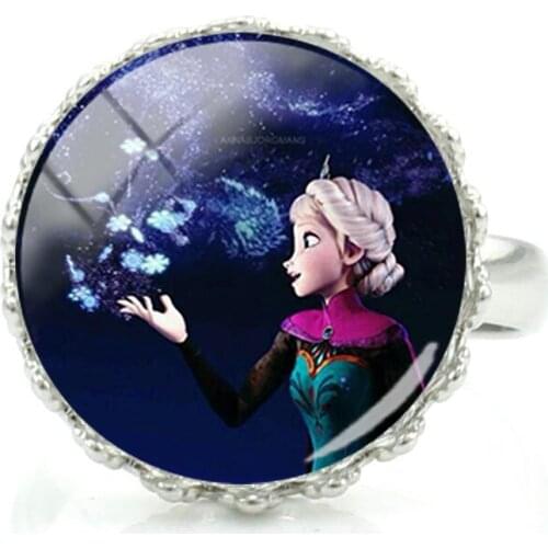 Disney Creative Ring Frozen Jewelry Fashion Animation Character Design Princess Aisha Art Ring Jewelry Ring