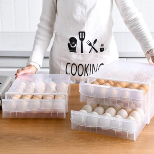 Kitchen Egg Tray Box Portable Drawer Refrigerator Food Container Plastic Case Eggs Organizer for Home Kitchen Supplies