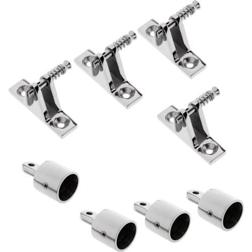 Boat Bimini Top Canopy/Cover Deck Hinge Mount Deck Fitting with Eye End Cap