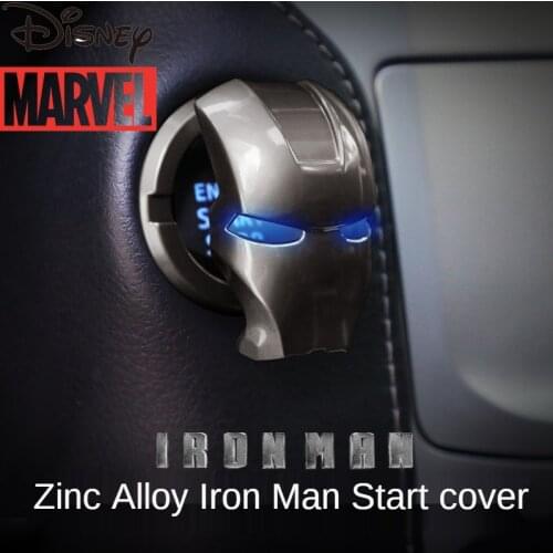 Marvel Iron Man One-click Start Decoration Sticker Button Cover Ignition Switch Protection Cover Car Interior Start Ring