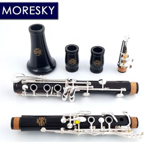 MORESKY Professional Ebony Clarinet A/C tune 17 Key Silver plated copper Solid wood clarinet MA68