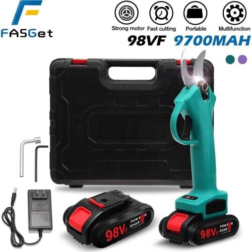 98VF Cordless Pruner Electric Pruning Shear with 9700mAh Lithium-ion Battery Efficient Fruit Tree Bonsai Pruning Branches Cutter