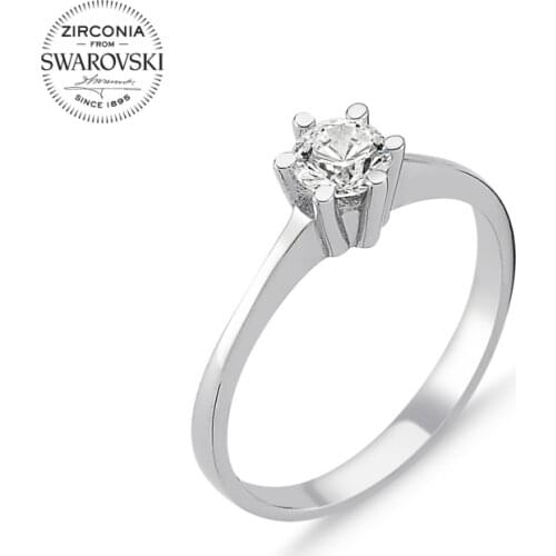 Silver 925 Sterling Swarovski Zirconia Cubic Zirconia Engagement Ring