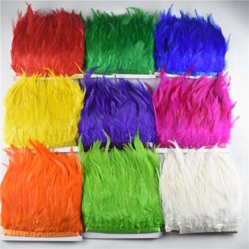 Wholesale 1yard 8-10cm saddle rooster feathers trim needlework feathers decoration quality clothing making feathers for crafts