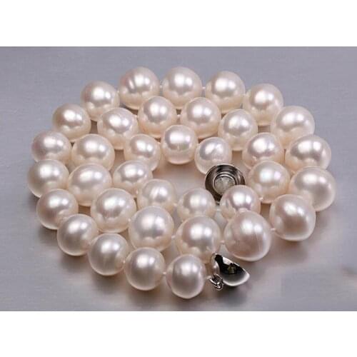 11mm bright white baroque pearl necklace magnet clasp natural freshwater pearl Woman Jewelry 35cm 14'' 43cm 17