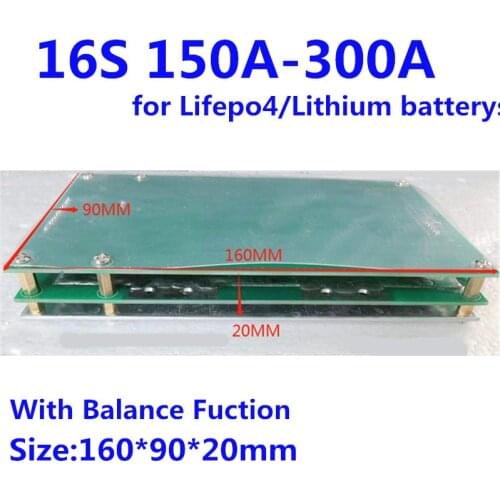 16S BMS 48V Lifepo4 60V li-ion Battery protection Board 150A 200A 250A 300A BMS with balance fuction