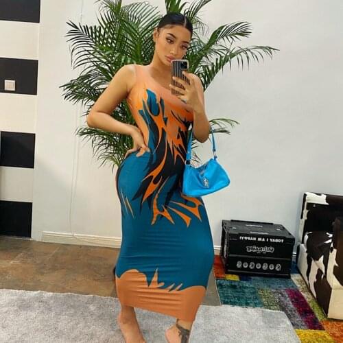 KylieS Same Abstract Lightning Pattern Printed Slim High Stretch Dress