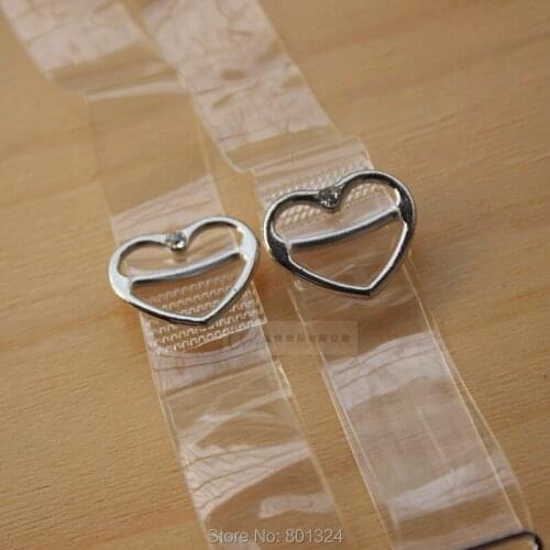 1.5cm Wide Transparent Frosted Love with rhinestones Womens Bra Straps Baldric Adjustable Intimates