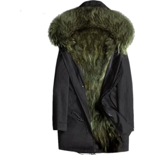 Real Fur Coat Winter Jacket Men Natural Raccoon Fur Parka Men Hooded Warm Long Jackets Plus Size 5xl Veste LSY080391 MY1678