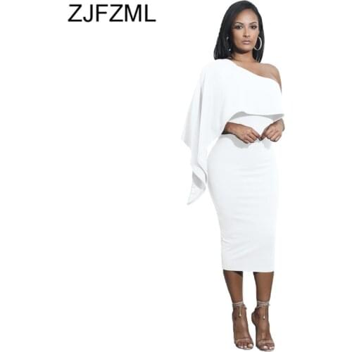 One Shoulder Sexy Bodycon Dresses Women Party Night Backless High Waist Maxi Dress Fall 2021 Ruffle Solid Package Hip Long Dress