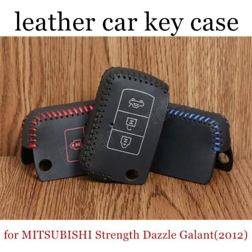 Only Red high quality Genuine leather car key case cover Hand sewing DIY fit for MITSUBISHI Strength Dazzle Galant(2012)