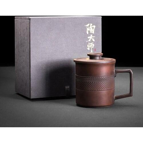 Large Capacity Office Tea Cups with Cover Mugs Ceramic Purple Pottery Filter Cup Tea Cup Tea Mugs Ceramic Mug Set Gift Box