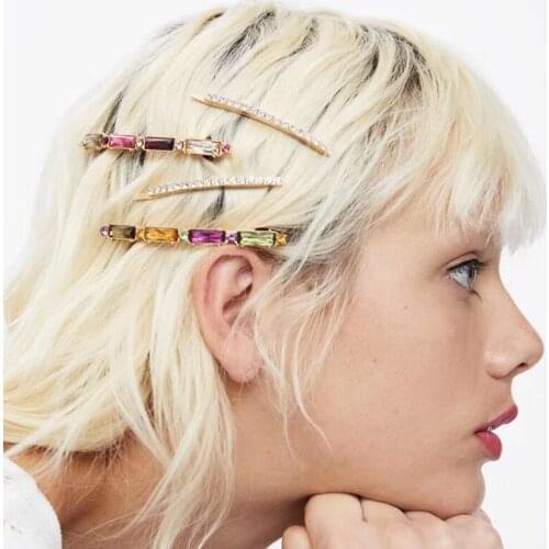 Fashion 1Set Woman Barrettes Hairpins Office Career Rhinestone Hairwear Geometric Heart Simple Clips For Women BB Clip 2020