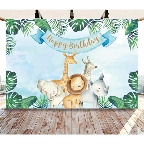 Animals Safari Jungle Forest Baby Shower Photo Background Newborn Kids Birthday Party Backdrops Photography Decor Poster Vinyl