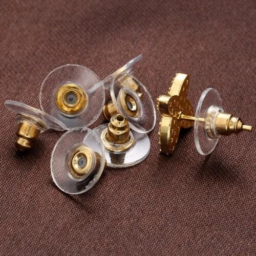 ZHUKOU 50pcs DIY Craft Accessories Silicon Stud Earring Back Stoppers Ear Post Nuts Jewelry Findings Components model:VE88
