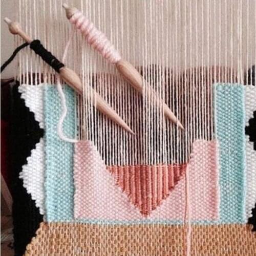 1PC DIY Wooden Shuttle Weaving Tool Wood Woven Sweater Scarf Tapestry Solid Beech Crochet Hook DIY Loom Tools Short Rod Needle