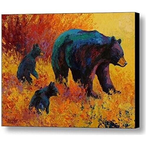 100%Hand Painted Animal Oil Painting Bear Family Abstract on Canvas for Best Gift Art Work Home Decorations