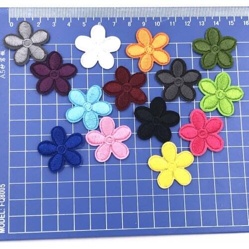 14PCS/lot Embroidered Sew Iron On Patches Colorful Flowers Badges For Bag Jeans Hat T Shirt DIY Appliques Craft Decoration