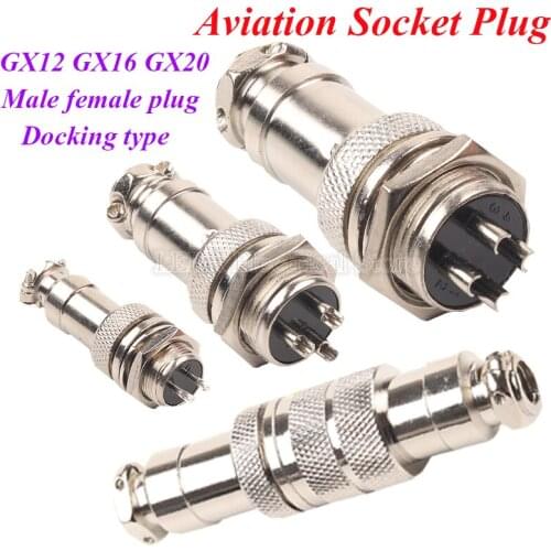 2Set GX12 GX16 GX20 2/3/4/5/6/7/8/9/10/12 Pin Male & Female Circular Aviation Socket Plug Wire Panel Connector