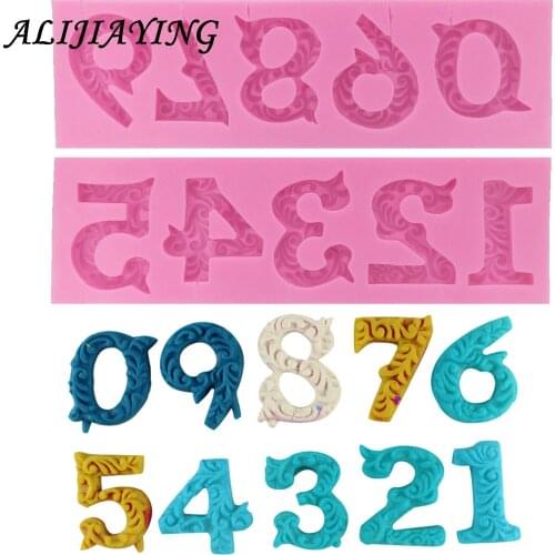 2Pcs/set Numbers 3D Silicone Mold for Fondant Cake Chocolate Lollipop Mould Cookware Non-Stick Birthday Cake Decor D1485