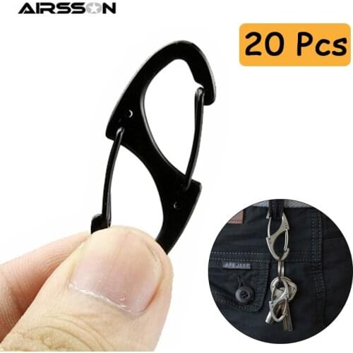 20PCS Mini Metal Buckle Camping Carabiner Tactical Gear 8 Shape EDC Keychain Portable Outdoor Hooks Hang Survival Hiking Cycling