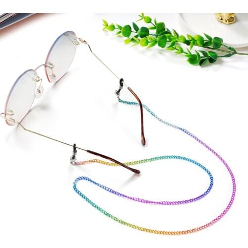 2021 Vintage Rainbow Sunglasses Mask Hanging Chain Fashion Adjustable Glasses Frame Lanyard Multicolor Art Glasses Chain Jewelry