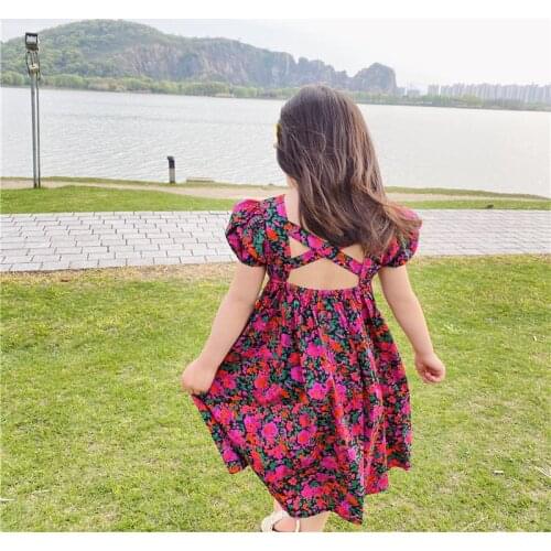 2021 Girls Casual Dress Toddler Floral Baby Sleeveless Party Summer A-Line Beach Dress Boho Pageant Clothes 2-8T