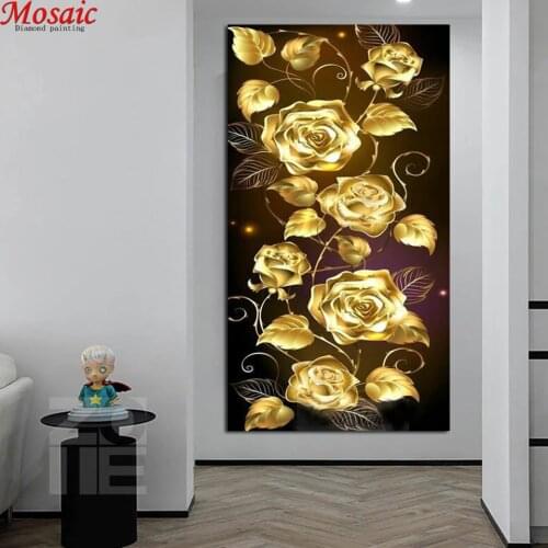 5d diy diamond painting Golden flowers good evening rhinestone picture Hand DIY embroidery Sale Diamond Mosaic Decor large