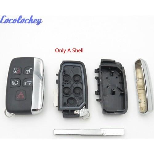 Cocolockey 5 Buttons Smart Remote Key Shell Fob for Land Rover Range Rover Sport Evogue LR4 Replacement Key With Blade Uncut