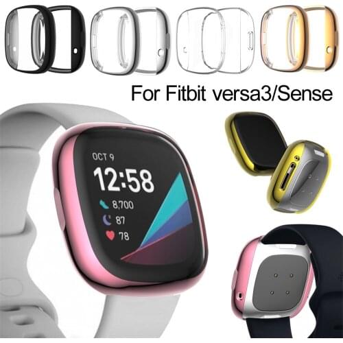 Electroplated Watch Shell With HD Full Cover Screen Protector Ultra thin Anti-Scratch Smart Accessories For Fitbit Versa 3/Sense