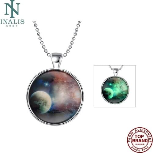 INALIS Luminous Starry Sky Pendant Necklaces For Women And Men Romantic Round Unisex Necklace Party Fashion Jewelry Recommend
